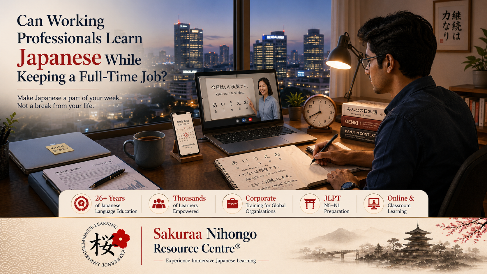 Read more about the article Can Working Professionals Learn Japanese While Keeping a Full-Time Job?